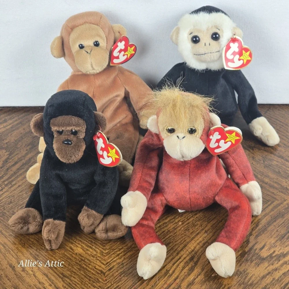 Ty Beanie Baby Monkeys Mooch Schweetheart Orangutan Spider Gorilla Congo Bongo